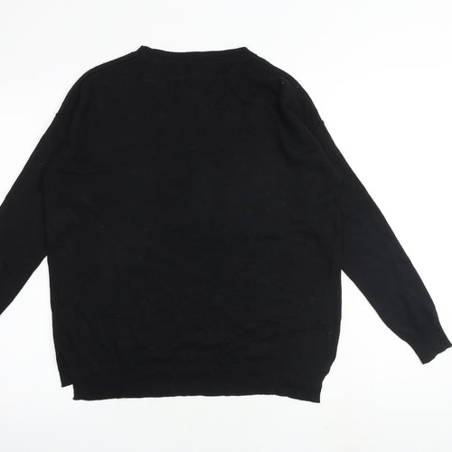 Debenhams Womens Black Round Neck Acrylic Pullover Jumper Size 12