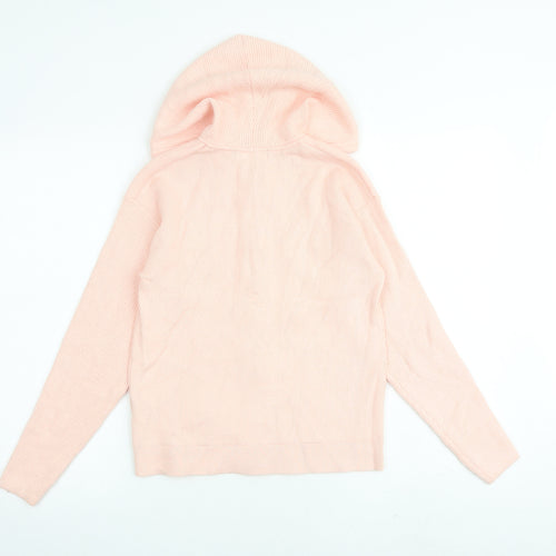 Marks and Spencer Womens Pink Round Neck Acrylic Full Zip Jumper Size S