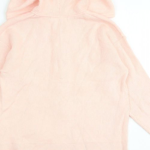 Marks and Spencer Womens Pink Round Neck Acrylic Full Zip Jumper Size S