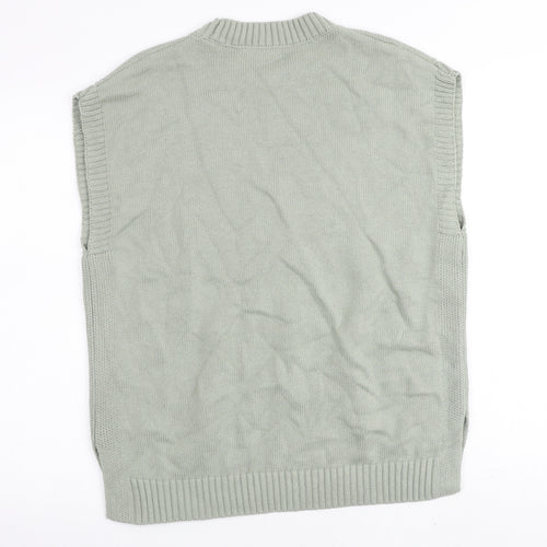 Marks and Spencer Womens Green Round Neck Cotton Pullover Jumper Size M