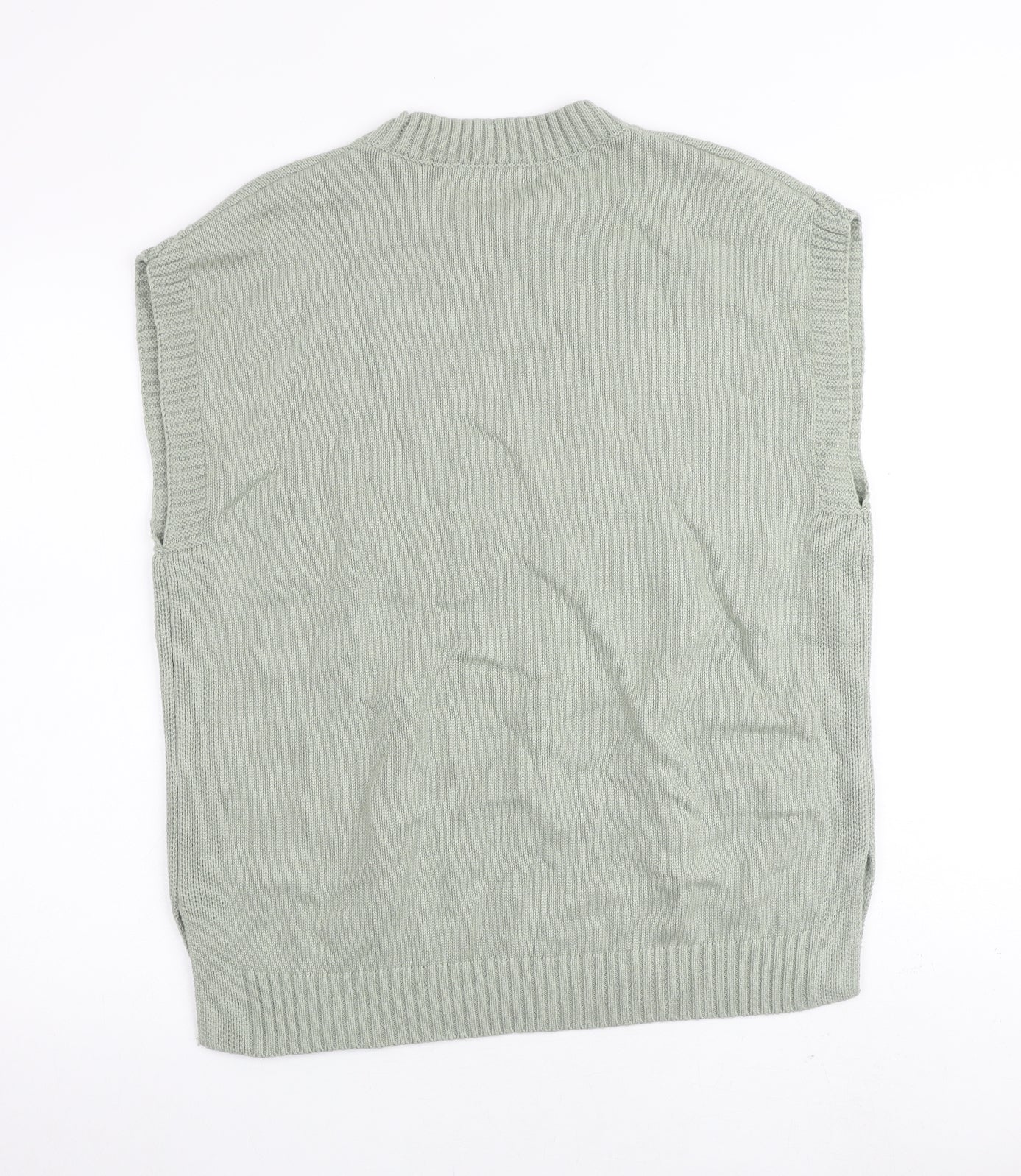 Marks and Spencer Womens Green Round Neck Cotton Pullover Jumper Size M