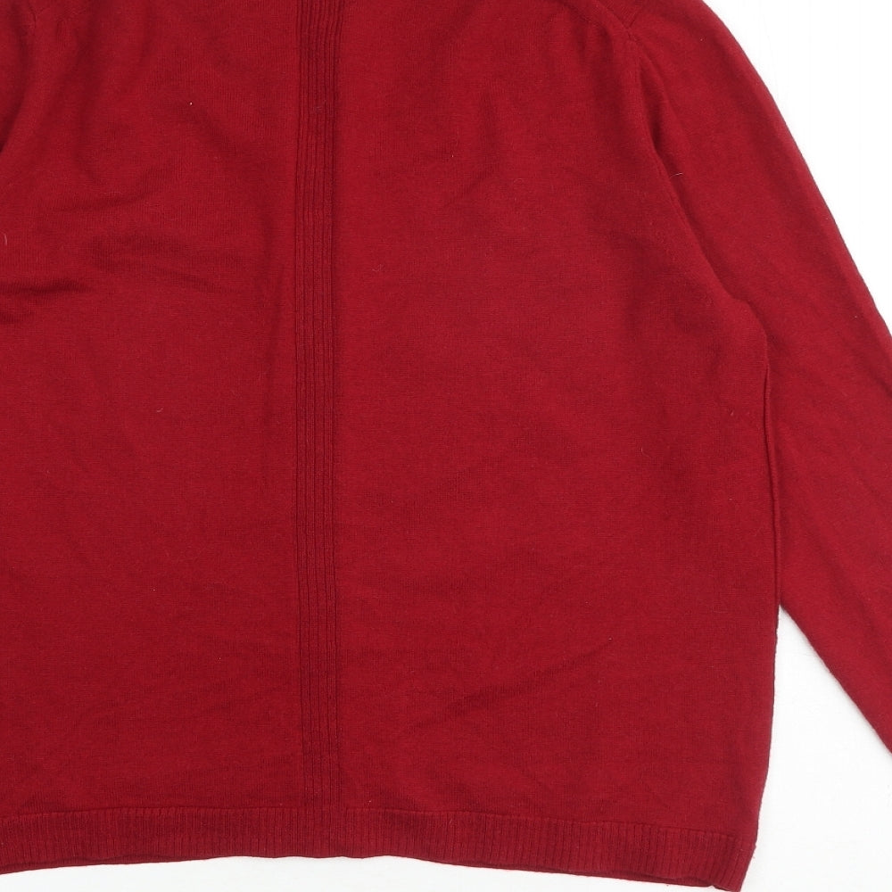 White Stuff Womens Red Round Neck Wool Cardigan Jumper Size 14