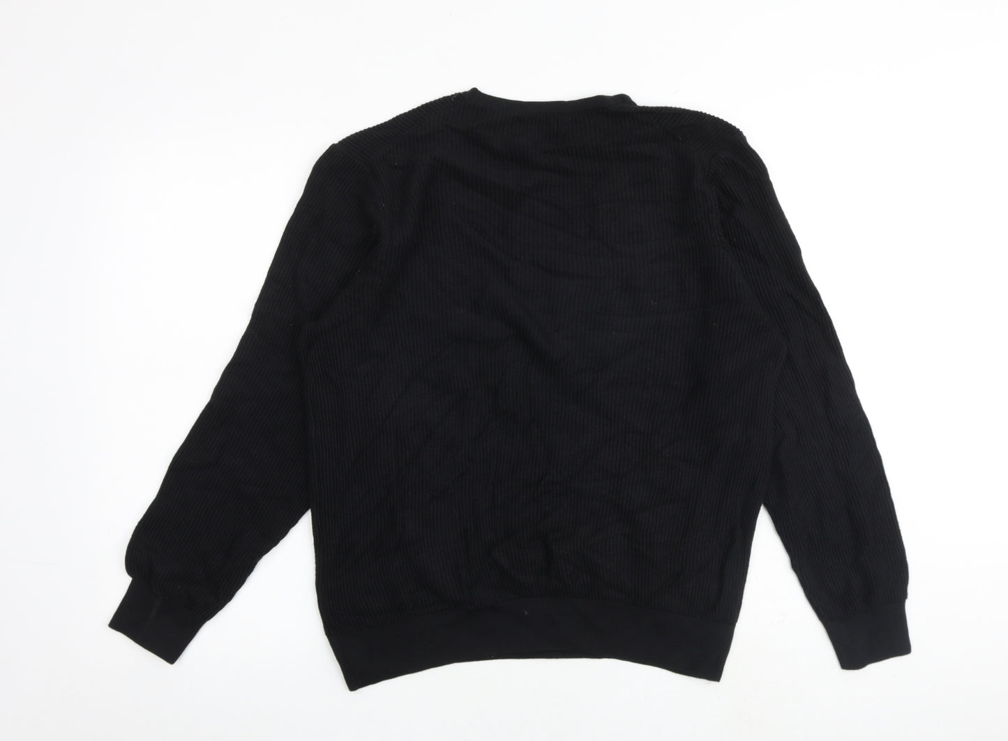 Autograph Mens Black Round Neck Cotton Pullover Jumper Size L Long Sleeve
