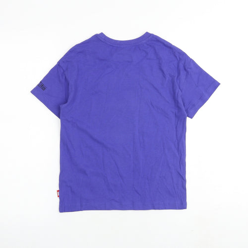 Marks and Spencer Boys Purple Cotton Basic T-Shirt Size 8-9 Years Round Neck Pullover