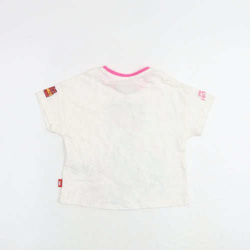 Marks and Spencer Girls White Cotton Basic T-Shirt Size 2-3 Years Round Neck Pullover