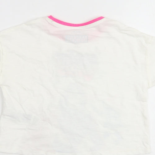 Marks and Spencer Girls White Cotton Basic T-Shirt Size 2-3 Years Round Neck Pullover