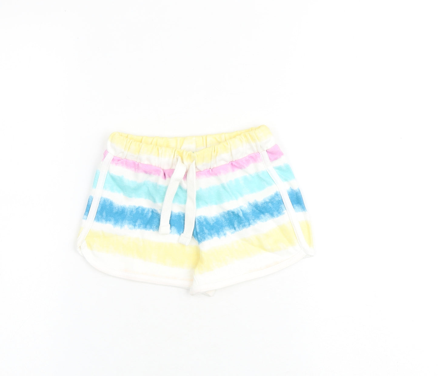Marks and Spencer Girls Multicoloured 100% Cotton Bermuda Shorts Size 3-4 Years Regular Drawstring