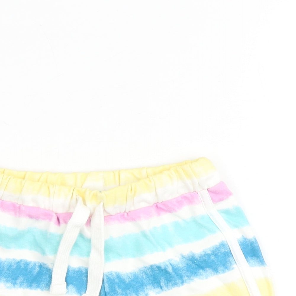 Marks and Spencer Girls Multicoloured 100% Cotton Bermuda Shorts Size 3-4 Years Regular Drawstring