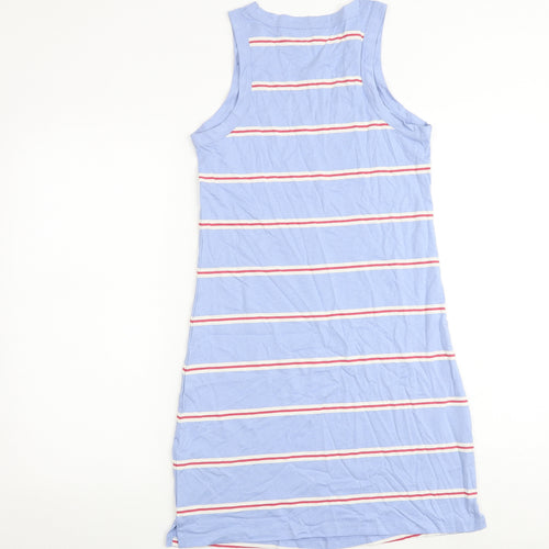 Marks and Spencer Womens Blue Striped Cotton A-Line Size S Round Neck Pullover