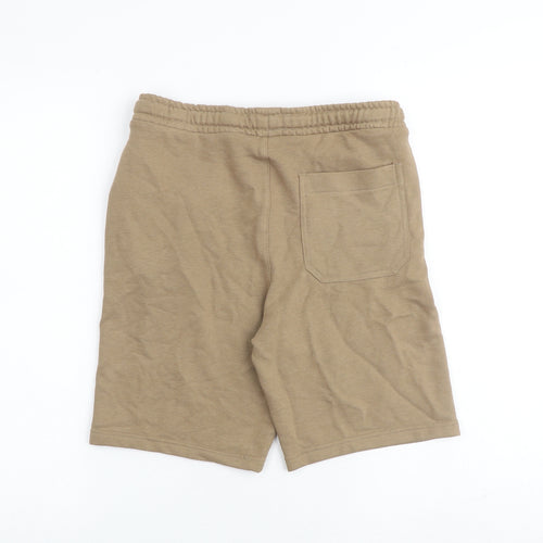 Marks and Spencer Boys Brown Cotton Bermuda Shorts Size 11-12 Years L8 in Regular Drawstring