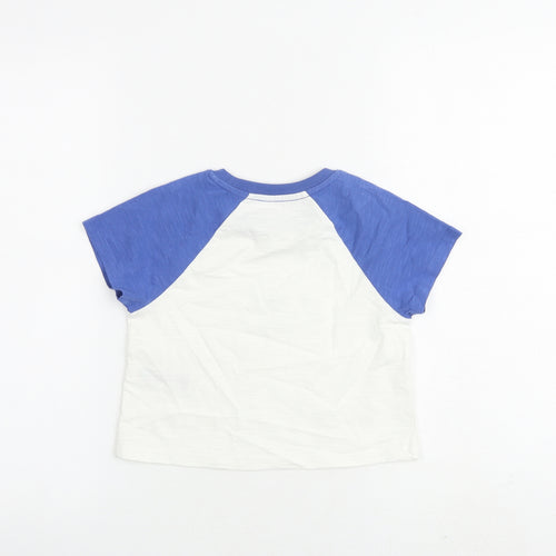 Marks and Spencer Girls White 100% Cotton Basic T-Shirt Size 6-7 Years Round Neck Pullover