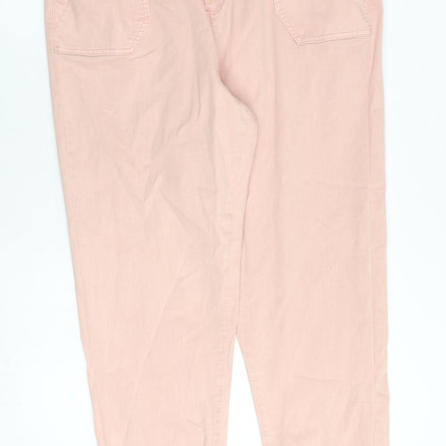 Marks and Spencer Womens Pink Cotton Straight Jeans Size 18 L30 in Regular Zip