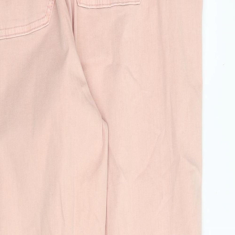 Marks and Spencer Womens Pink Cotton Straight Jeans Size 18 L30 in Regular Zip