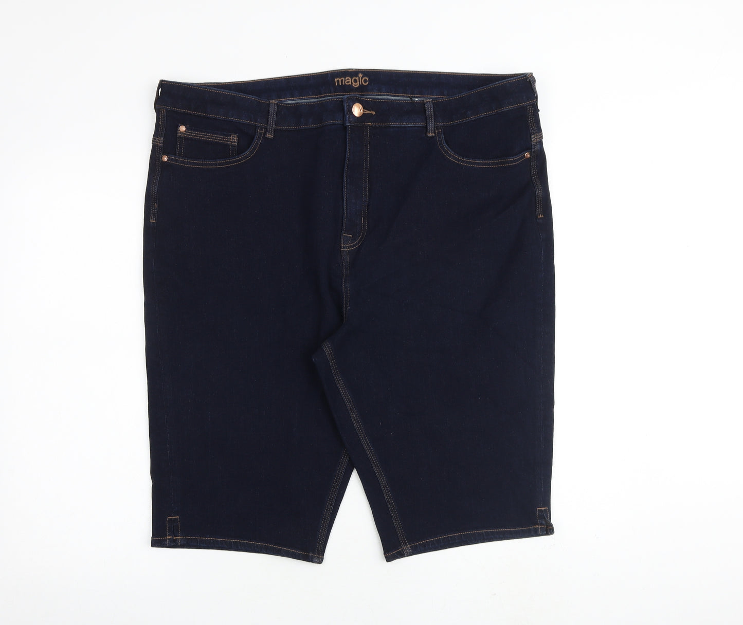 Marks and Spencer Womens Blue Cotton Biker Shorts Size 22 L12 in Regular Zip