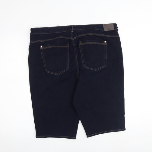 Marks and Spencer Womens Blue Cotton Biker Shorts Size 22 L12 in Regular Zip
