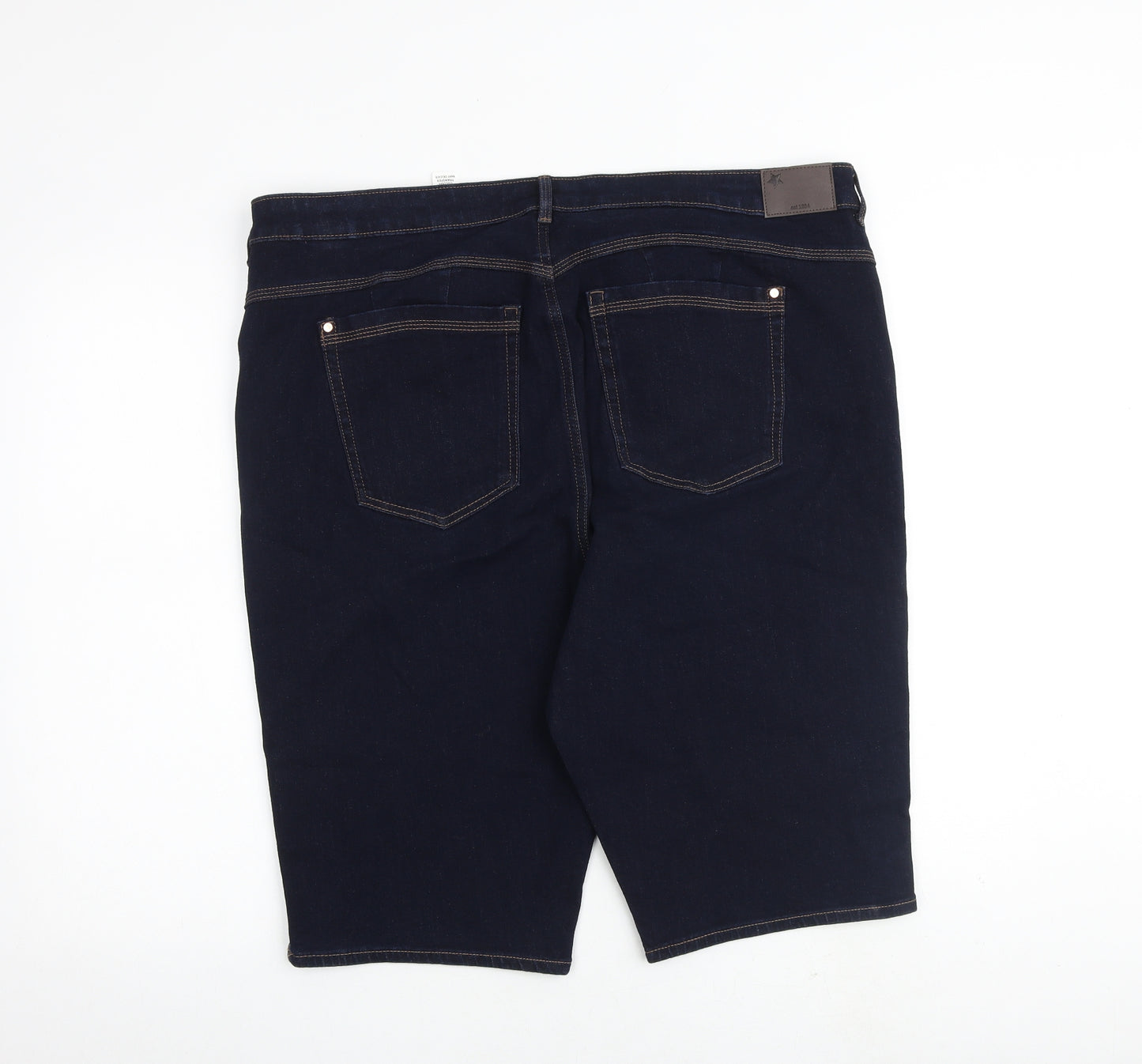 Marks and Spencer Womens Blue Cotton Biker Shorts Size 22 L12 in Regular Zip