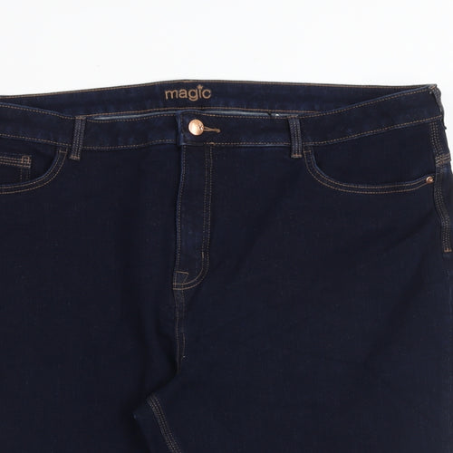 Marks and Spencer Womens Blue Cotton Biker Shorts Size 22 L12 in Regular Zip