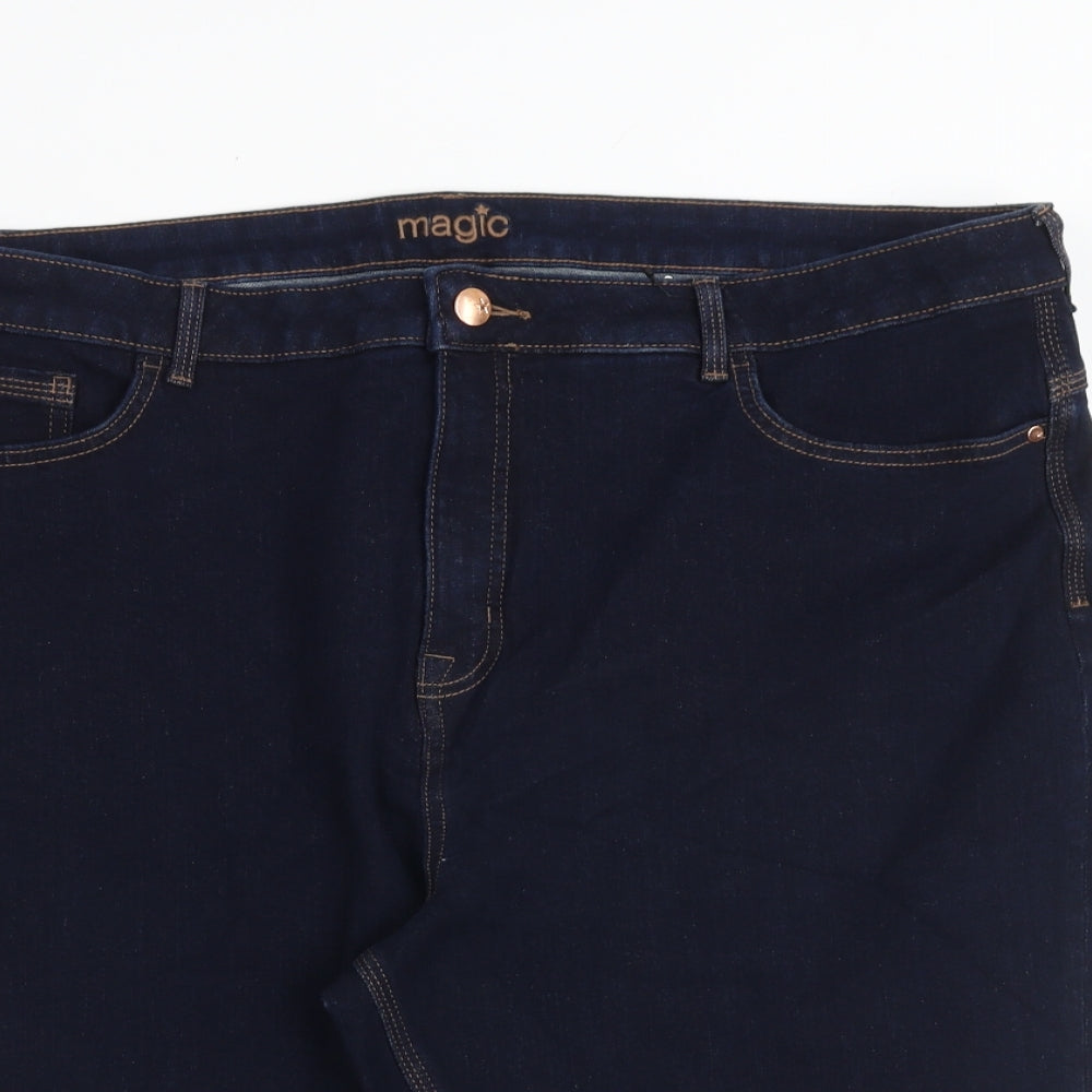 Marks and Spencer Womens Blue Cotton Biker Shorts Size 22 L12 in Regular Zip