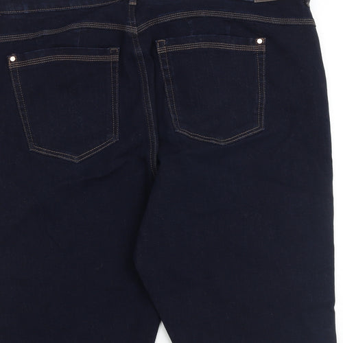 Marks and Spencer Womens Blue Cotton Biker Shorts Size 22 L12 in Regular Zip