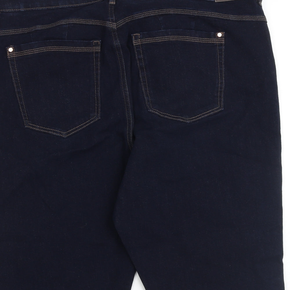 Marks and Spencer Womens Blue Cotton Biker Shorts Size 22 L12 in Regular Zip