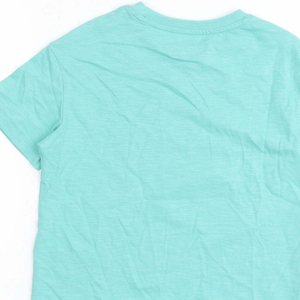 Marks and Spencer Boys Green Cotton Basic T-Shirt Size 5-6 Years Round Neck Pullover