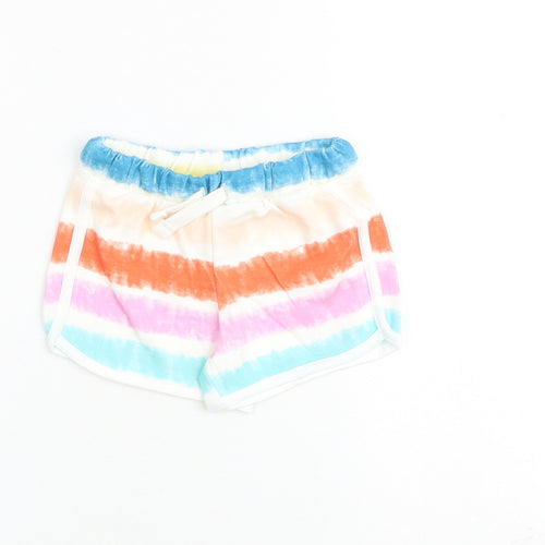 Marks and Spencer Girls Multicoloured Geometric 100% Cotton Bermuda Shorts Size 2-3 Years Regular Drawstring