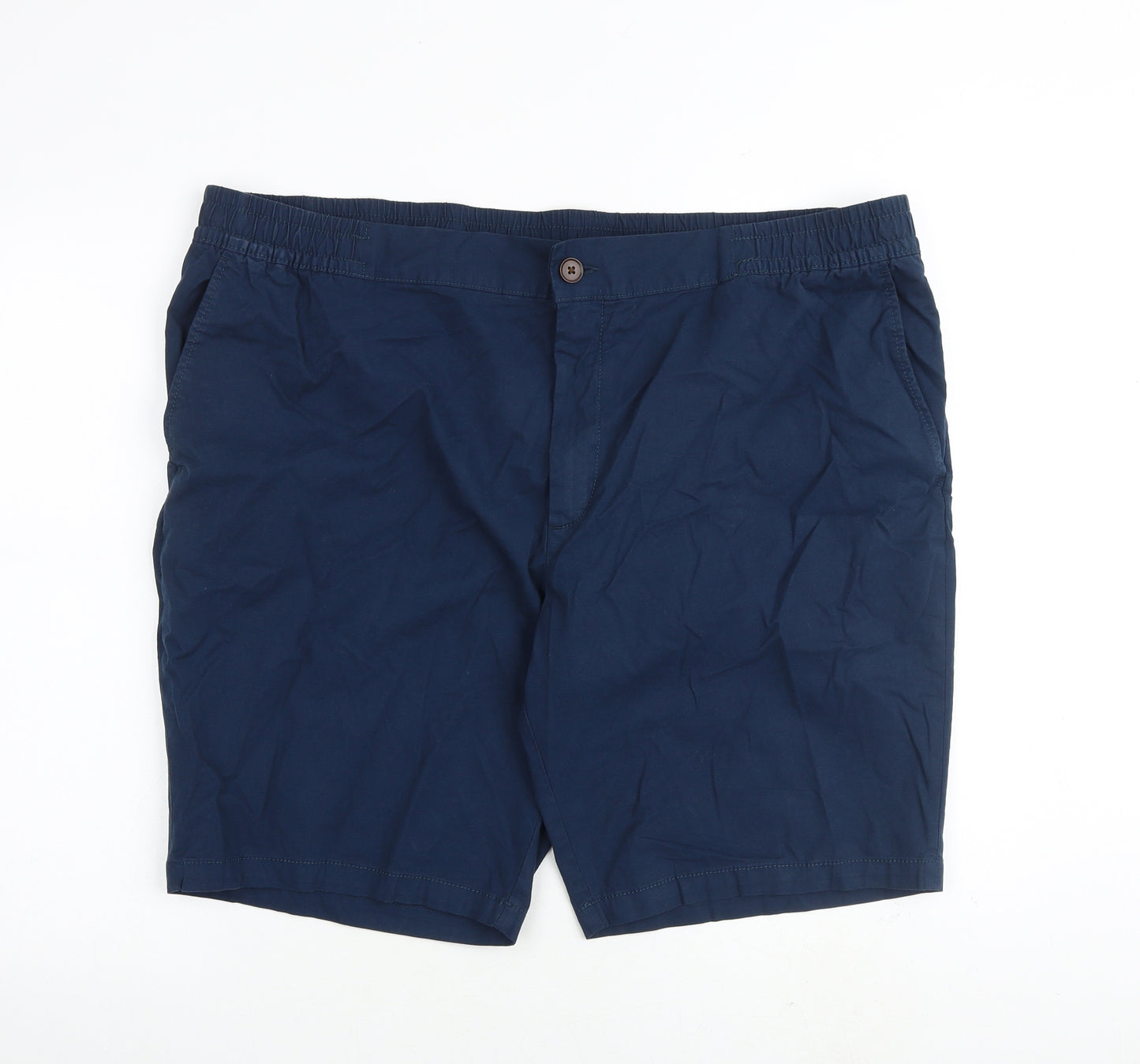 Marks and Spencer Mens Blue Cotton Bermuda Shorts Size 2XL L10 in Regular Zip