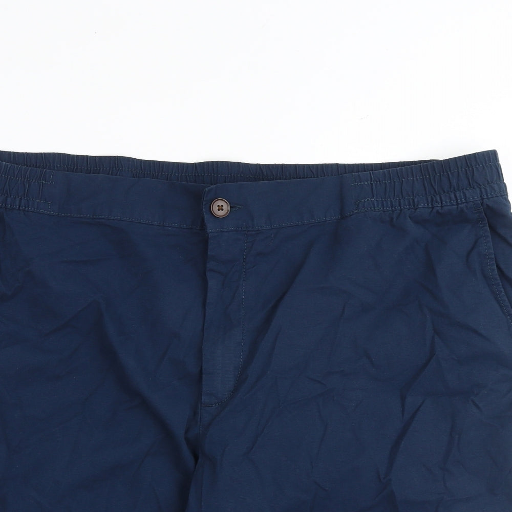 Marks and Spencer Mens Blue Cotton Bermuda Shorts Size 2XL L10 in Regular Zip