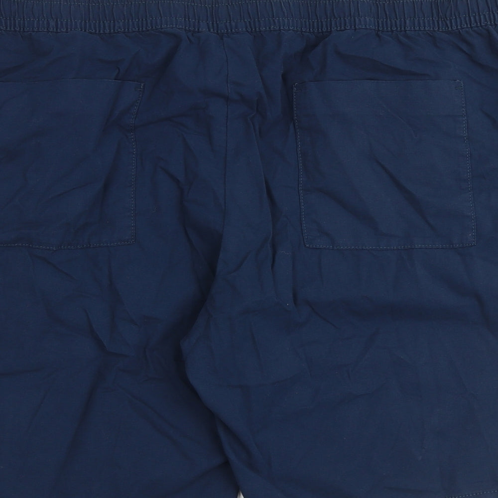 Marks and Spencer Mens Blue Cotton Bermuda Shorts Size 2XL L10 in Regular Zip