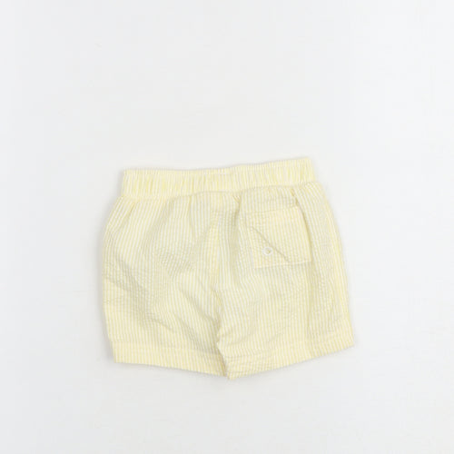 Marks and Spencer Baby Yellow Striped Cotton Cropped Trousers Size 3-6 Months Drawstring
