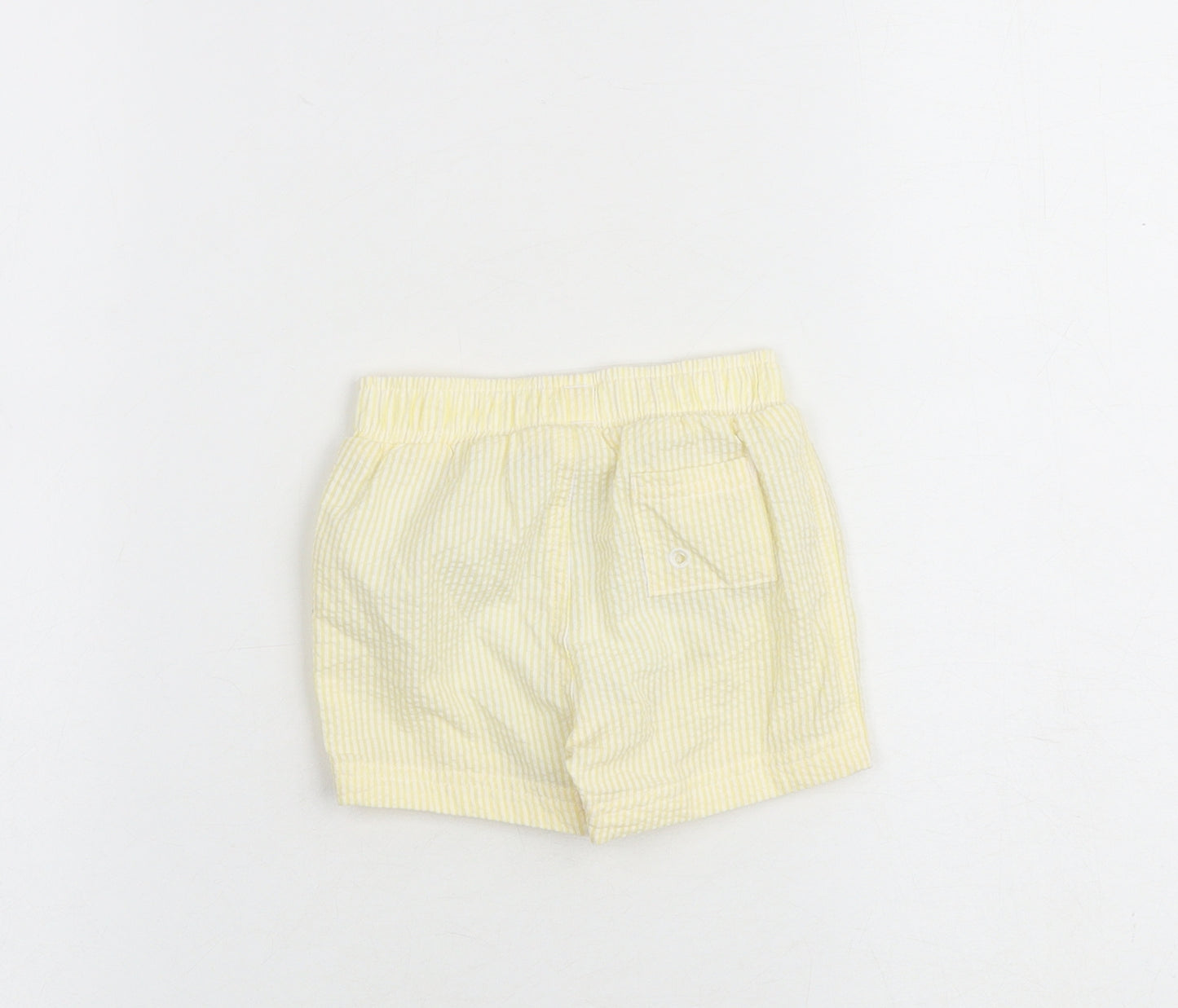 Marks and Spencer Baby Yellow Striped Cotton Cropped Trousers Size 3-6 Months Drawstring