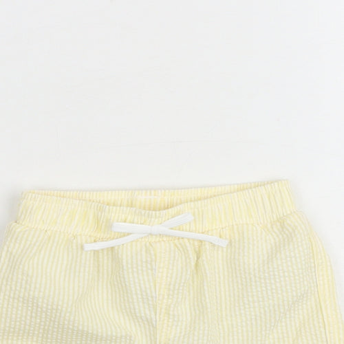 Marks and Spencer Baby Yellow Striped Cotton Cropped Trousers Size 3-6 Months Drawstring