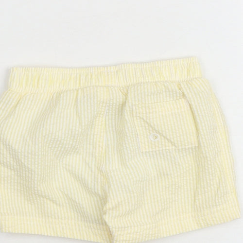Marks and Spencer Baby Yellow Striped Cotton Cropped Trousers Size 3-6 Months Drawstring