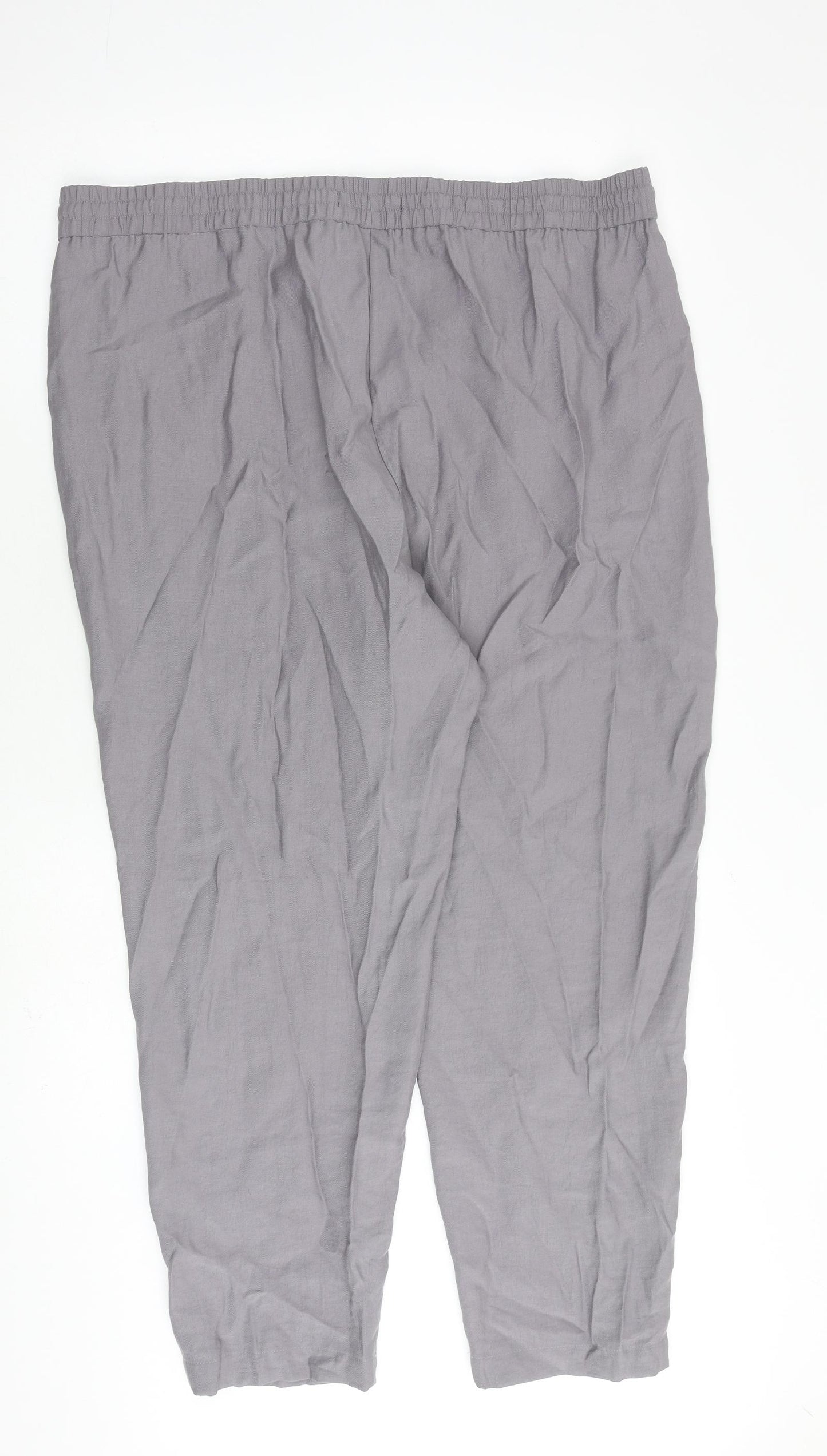 Marks and Spencer Womens Grey Lyocell Trousers Size 20 L27 in Regular Drawstring