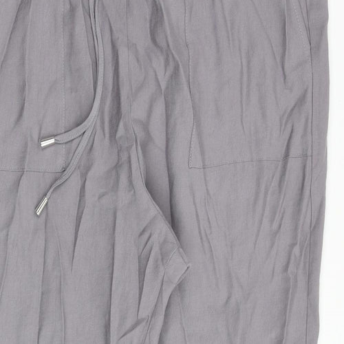 Marks and Spencer Womens Grey Lyocell Trousers Size 20 L27 in Regular Drawstring