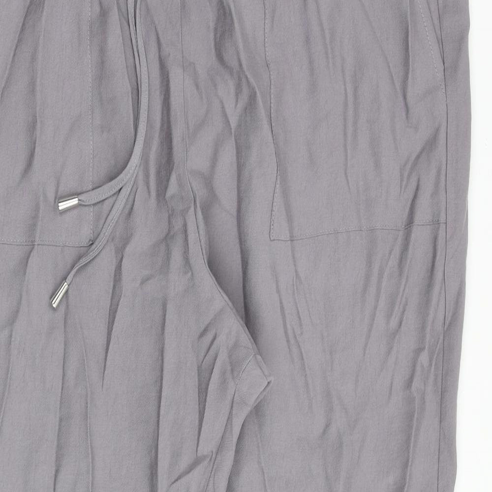 Marks and Spencer Womens Grey Lyocell Trousers Size 20 L27 in Regular Drawstring