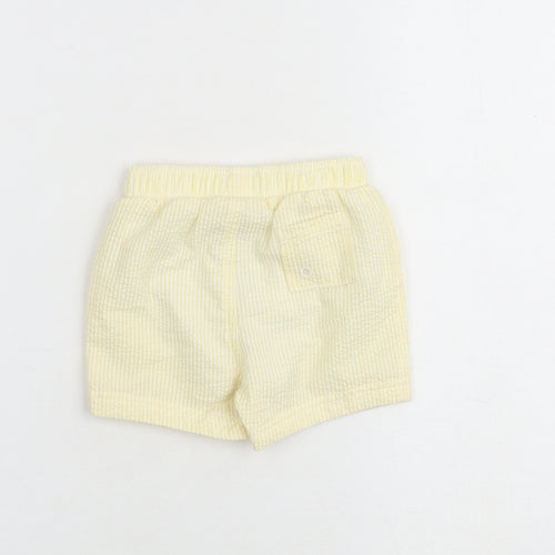 Marks and Spencer Baby Yellow Striped Cotton Cropped Trousers Size 6-9 Months Drawstring