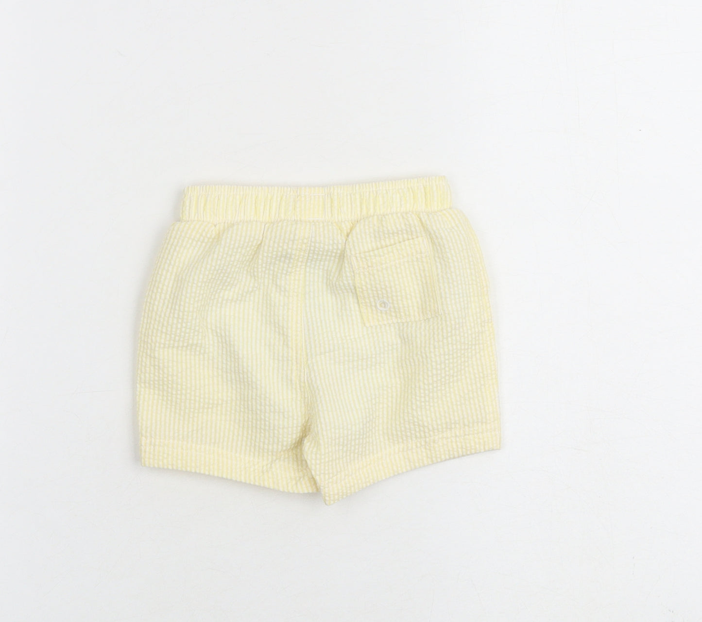 Marks and Spencer Baby Yellow Striped Cotton Cropped Trousers Size 6-9 Months Drawstring