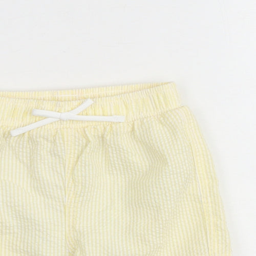 Marks and Spencer Baby Yellow Striped Cotton Cropped Trousers Size 6-9 Months Drawstring