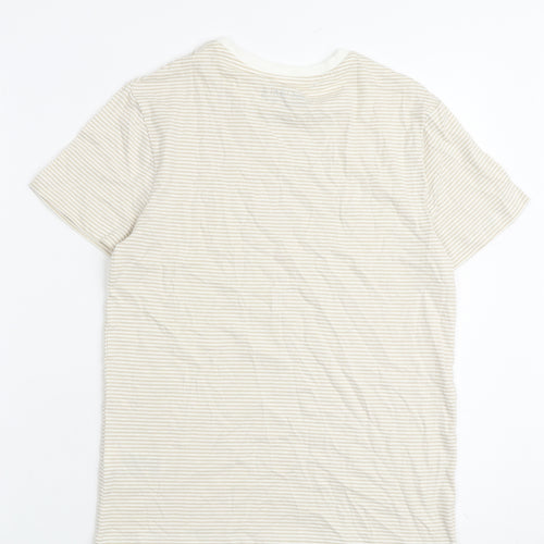 Marks and Spencer Boys Beige Cotton Basic T-Shirt Size 11-12 Years Round Neck Pullover