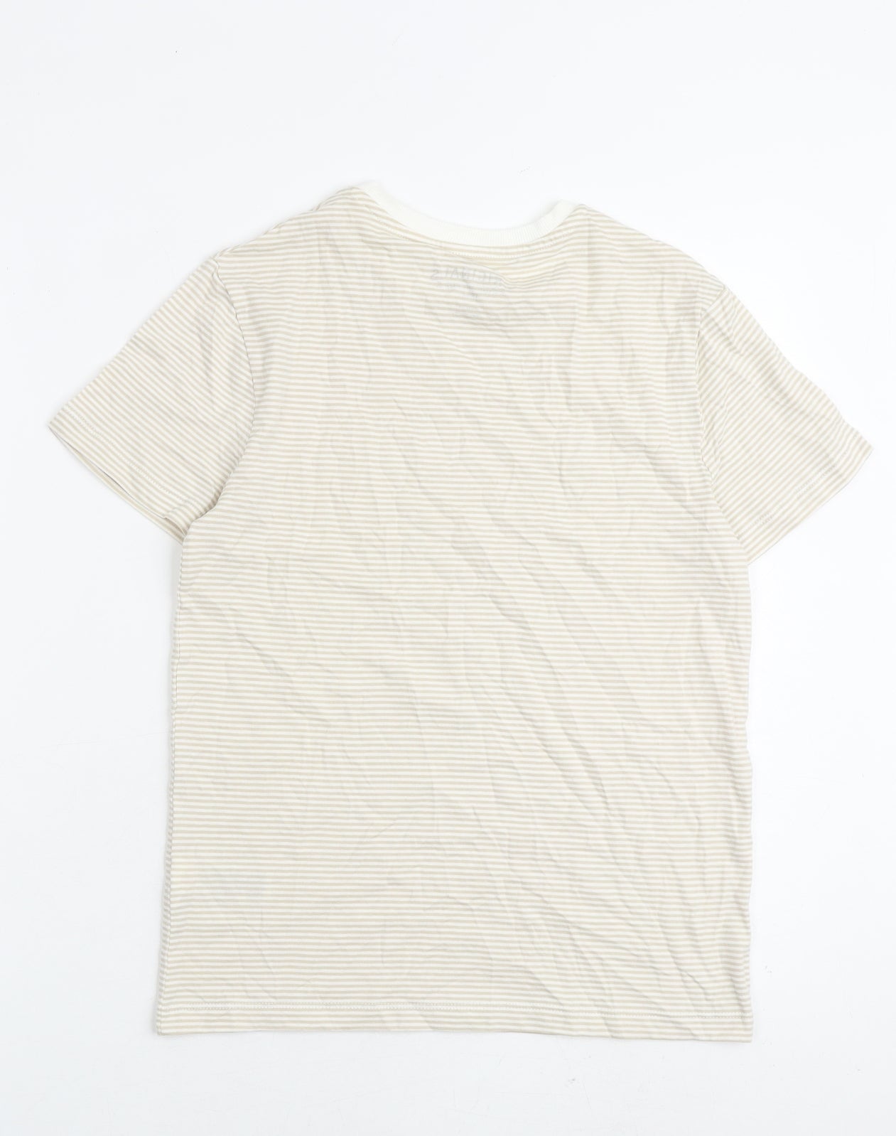 Marks and Spencer Boys Beige Cotton Basic T-Shirt Size 11-12 Years Round Neck Pullover