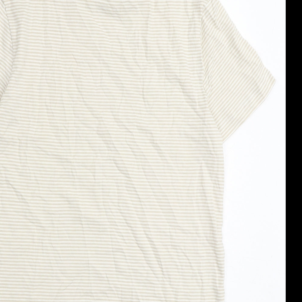 Marks and Spencer Boys Beige Cotton Basic T-Shirt Size 11-12 Years Round Neck Pullover