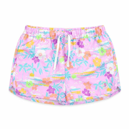 Marks and Spencer Boys Purple Floral Polyester Bermuda Shorts Size 11-12 Years Regular Drawstring