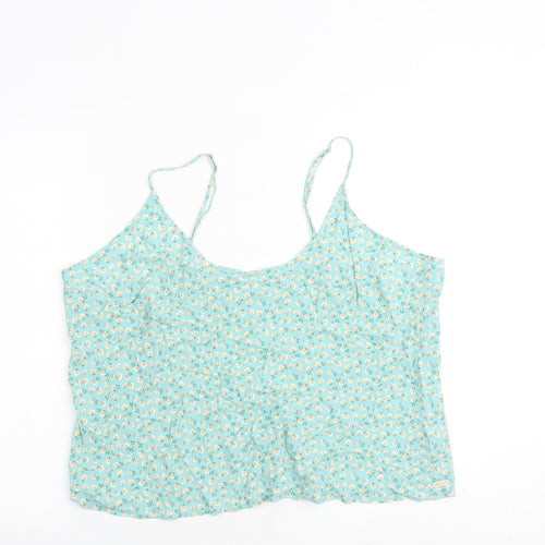 Marks and Spencer Womens Green Floral Viscose Camisole Tank Size 22 V-Neck