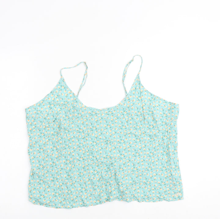 Marks and Spencer Womens Green Floral Viscose Camisole Tank Size 22 V-Neck