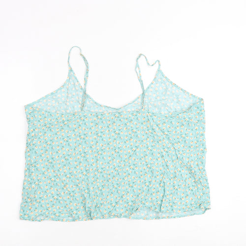 Marks and Spencer Womens Green Floral Viscose Camisole Tank Size 22 V-Neck