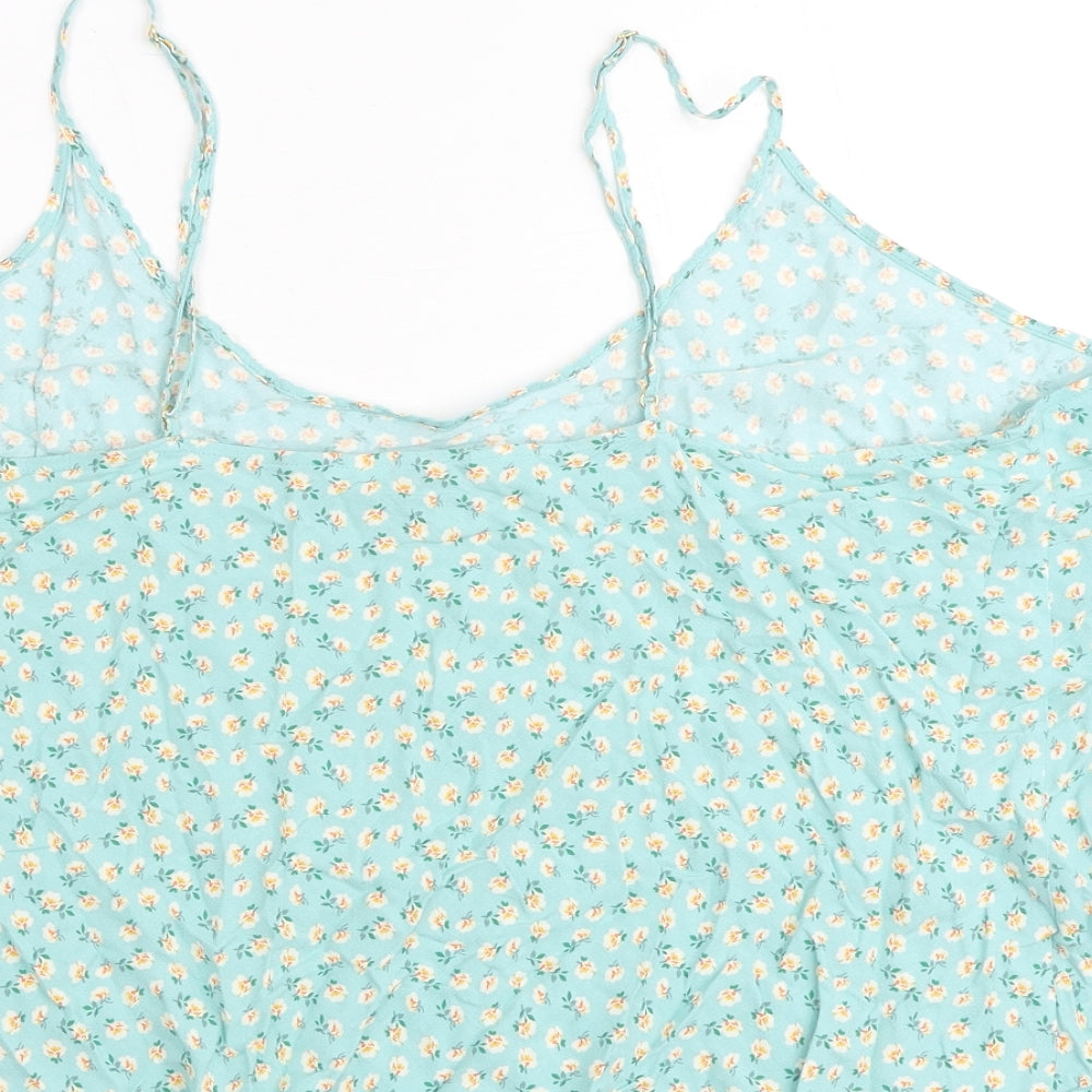 Marks and Spencer Womens Green Floral Viscose Camisole Tank Size 22 V-Neck