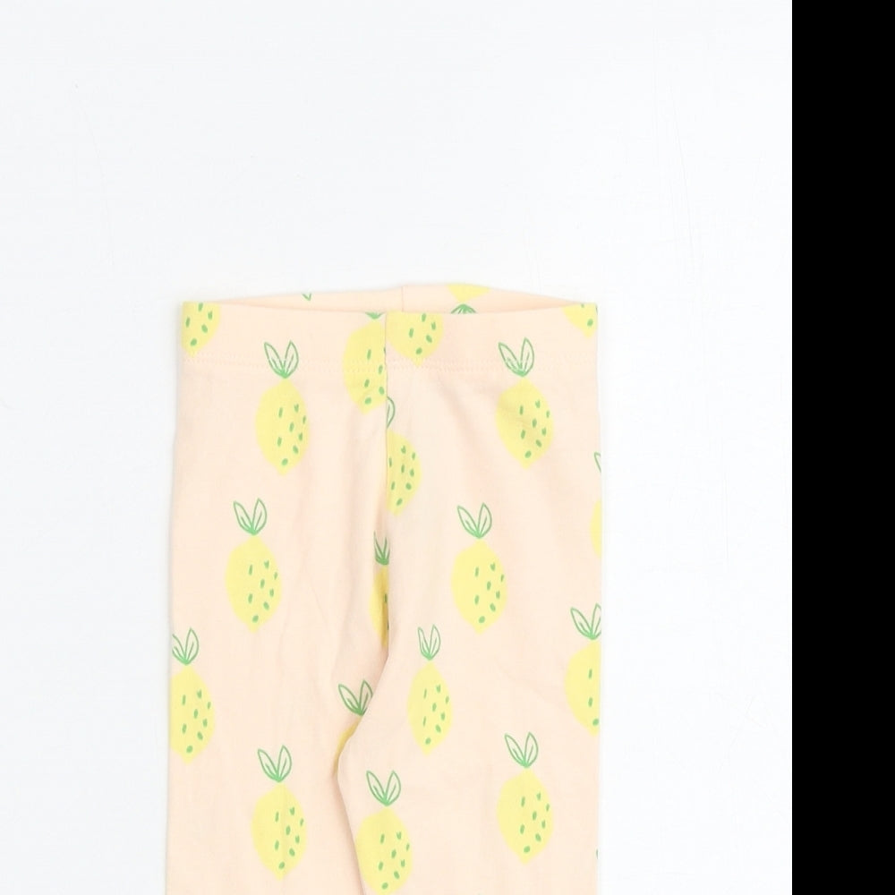 Marks and Spencer Girls Beige Geometric Cotton Capri Leggings Size 9-12 Months Pullover