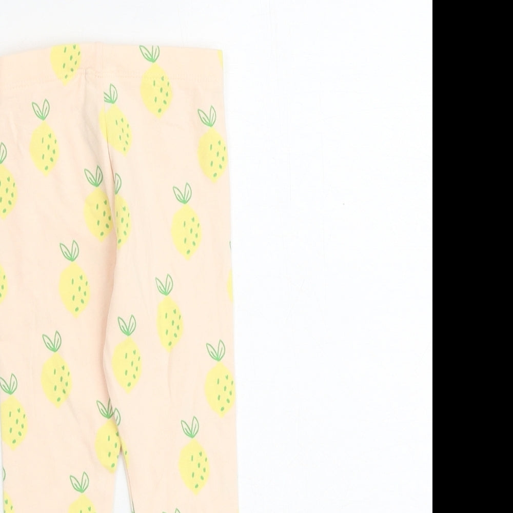 Marks and Spencer Girls Beige Geometric Cotton Capri Leggings Size 9-12 Months Pullover