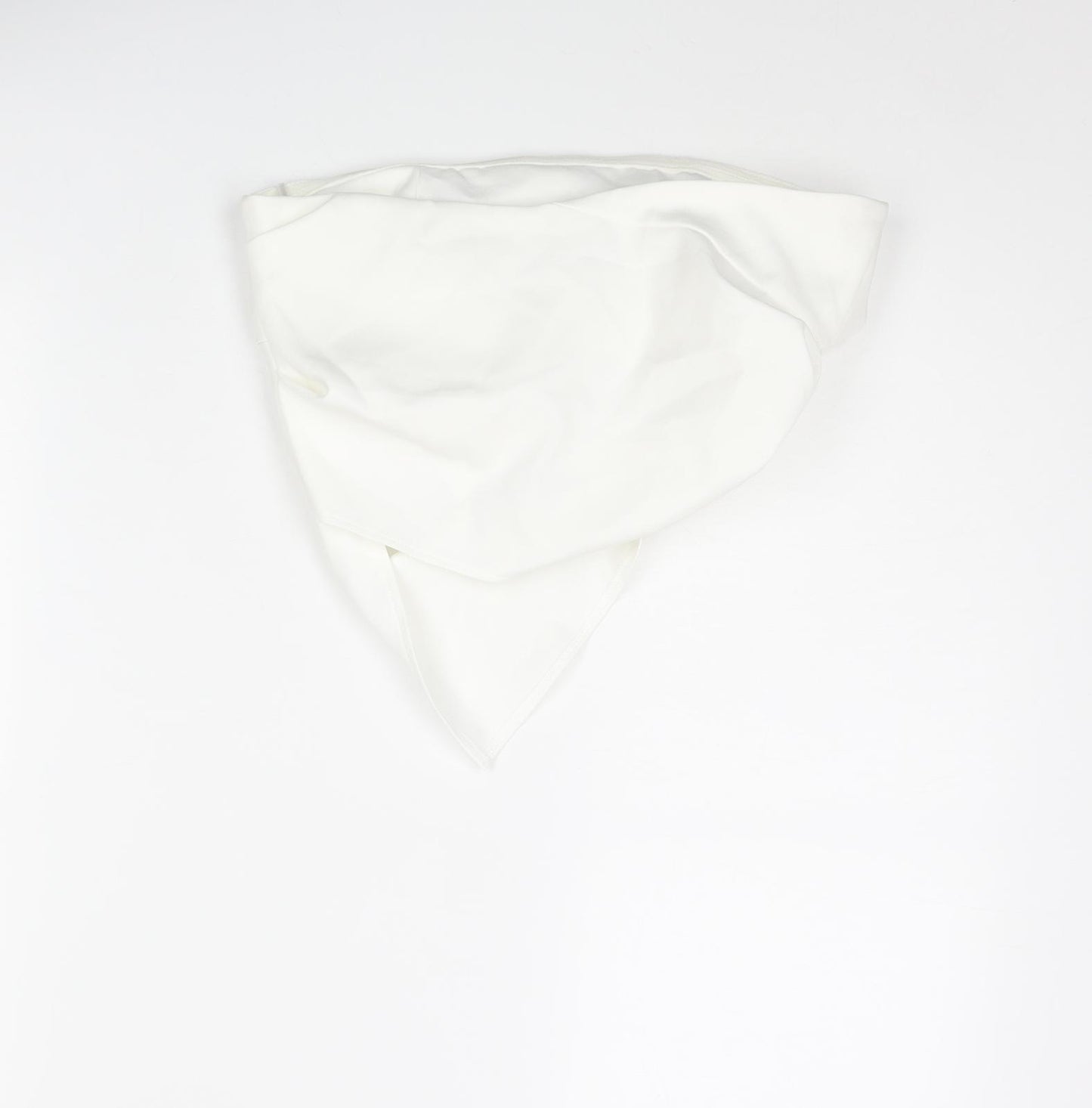 Zara Womens White Polyester Cropped Blouse Size XS Square Neck - Asymmetric Rouched